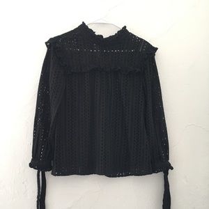 Madewell Mock Neck Eyelet Blouse